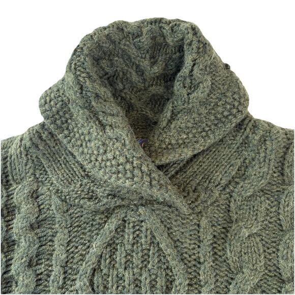 Polo Ralph Lauren Cable Knit Cowl Neck Green Sweater Wool/Alpaca Fits Medium - Picture 4 of 14